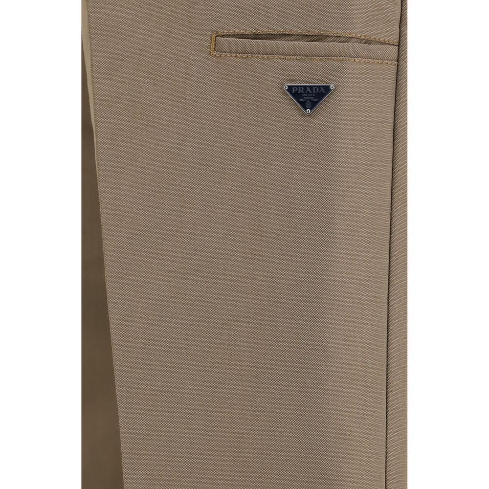 Pantalon décontracté Prada en coton marron