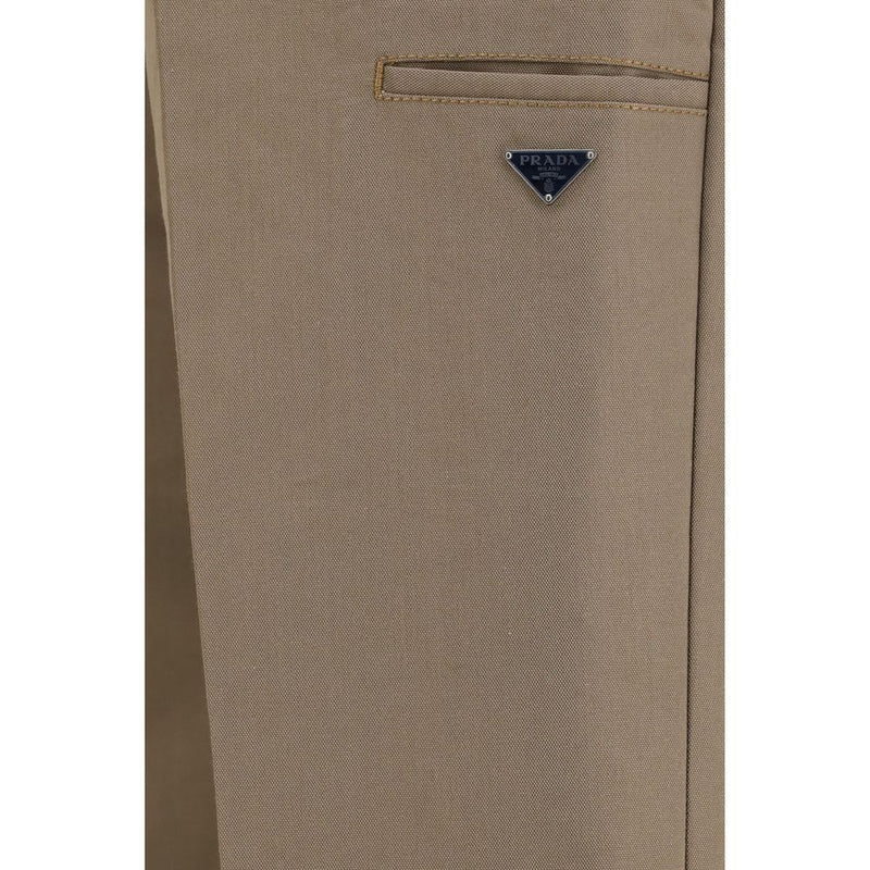 Pantalon décontracté Prada en coton marron