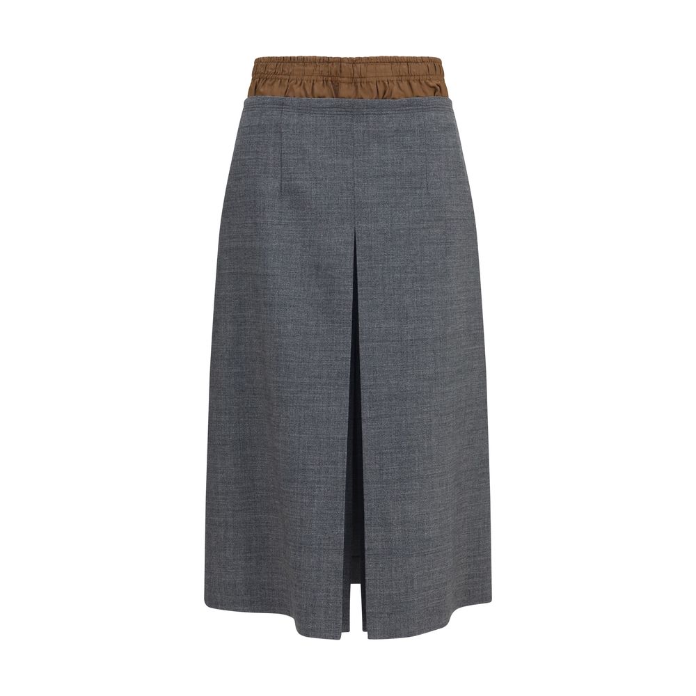 Jupe midi Prada en laine grise Oves Aries