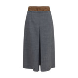 Jupe midi Prada en laine grise Oves Aries