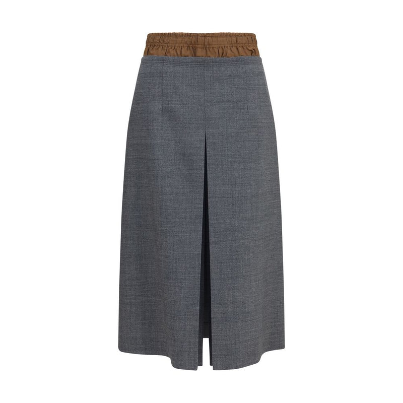 Jupe midi Prada en laine grise Oves Aries
