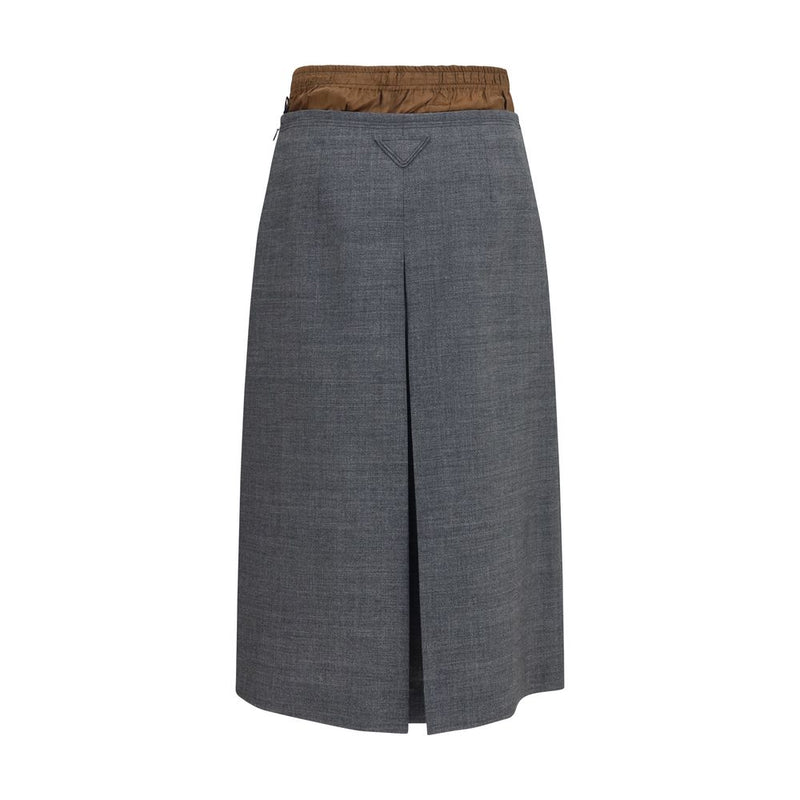 Jupe midi Prada en laine grise Oves Aries