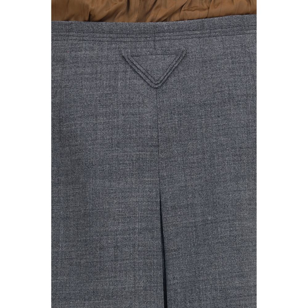 Jupe midi Prada en laine grise Oves Aries