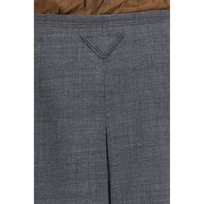 Jupe midi Prada en laine grise Oves Aries
