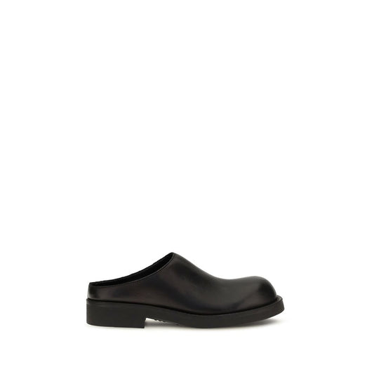 MM6 Mules Bos Taurus en cuir de veau noir
