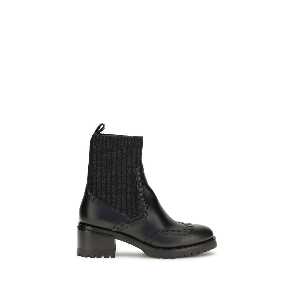 Bottines Santoni en cuir de veau noir Bos Taurus