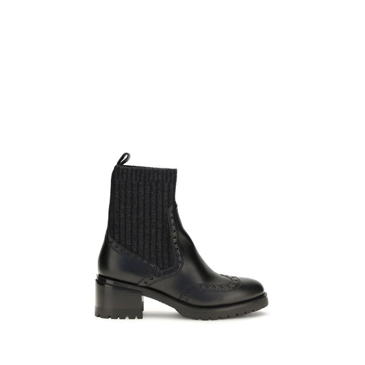 Bottines Santoni en cuir de veau noir Bos Taurus