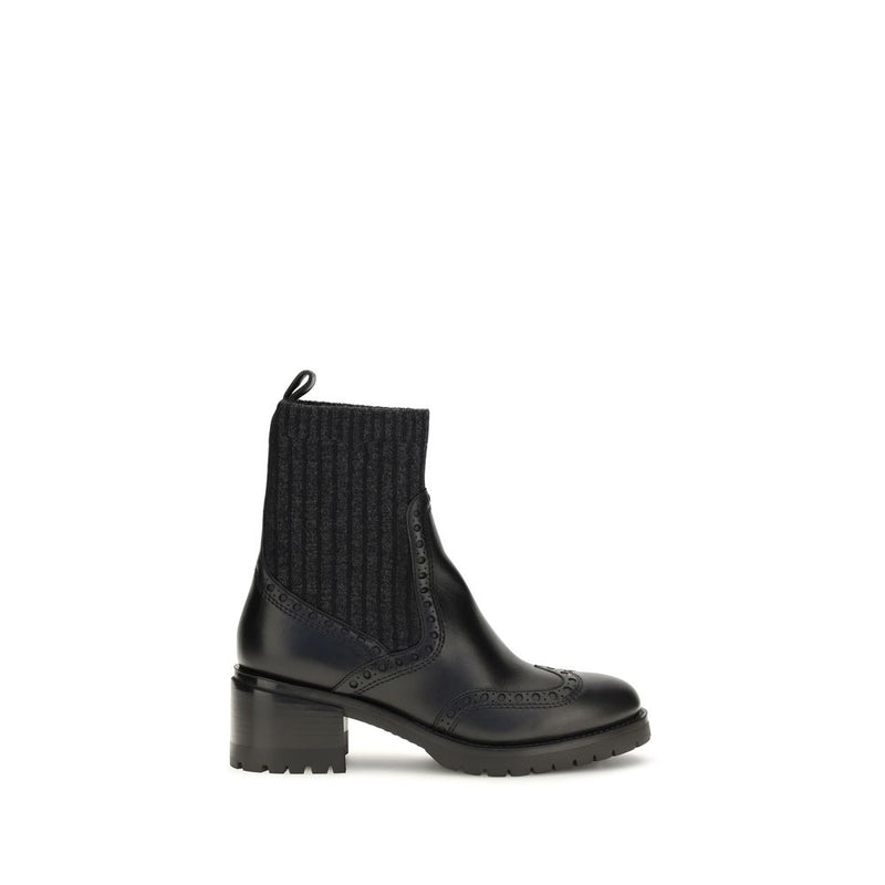 Bottines Santoni en cuir de veau noir Bos Taurus