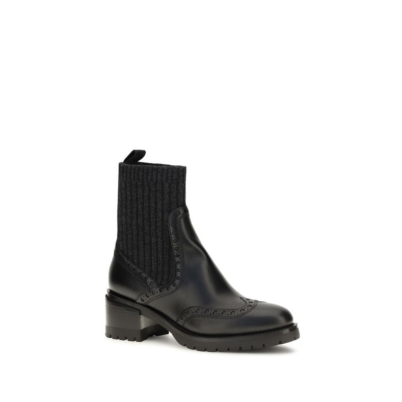 Bottines Santoni en cuir de veau noir Bos Taurus