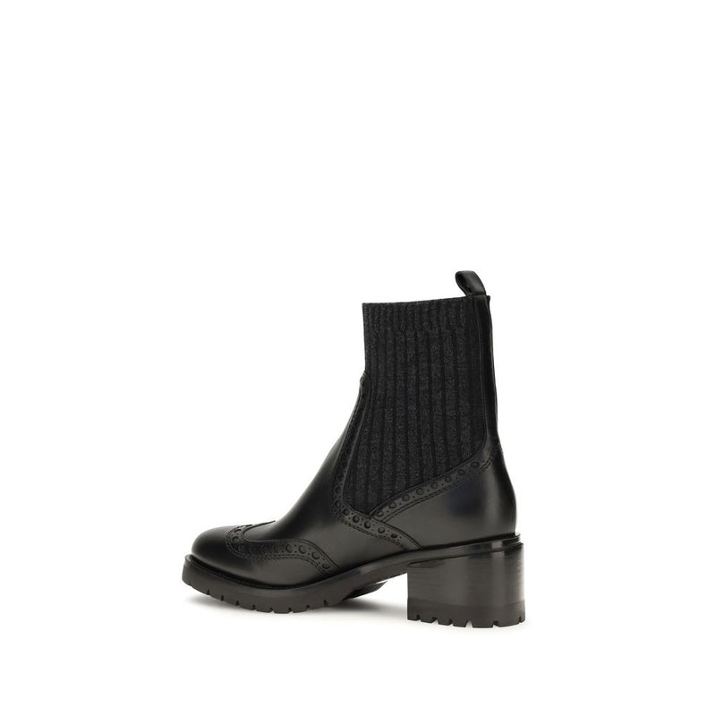 Bottines Santoni en cuir de veau noir Bos Taurus