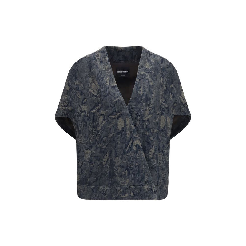 Veste en jean en coton bleu Giorgio Armani