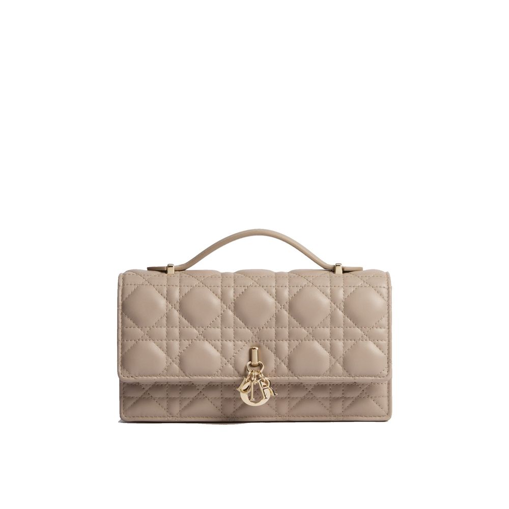 Pochette Dior en cuir beige
