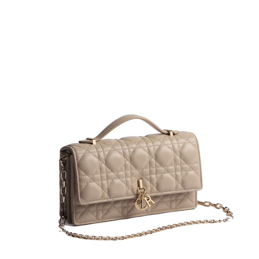Pochette Dior en cuir beige