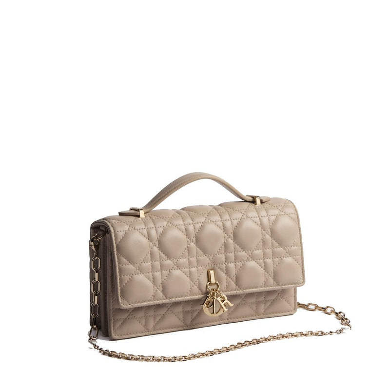 Pochette Dior en cuir beige