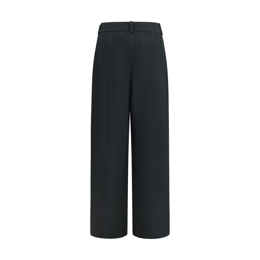 Pantalon décontracté en soie noire Giorgio Armani