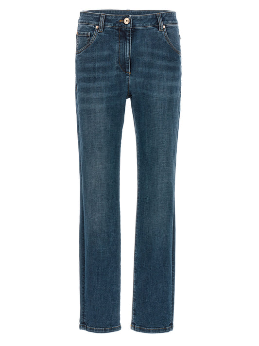 Jean droit en coton bleu Brunello Cucinelli