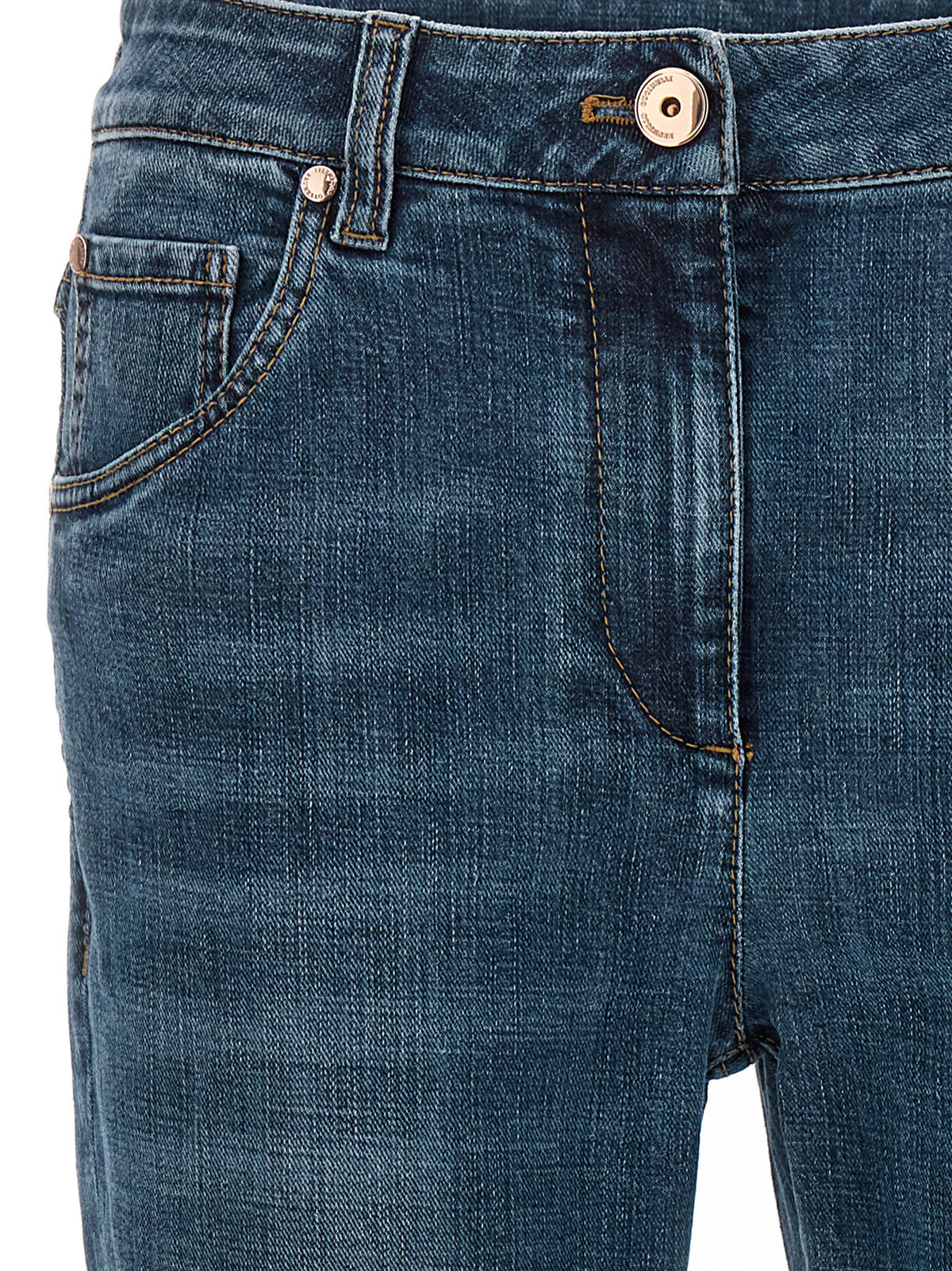 Jean droit en coton bleu Brunello Cucinelli
