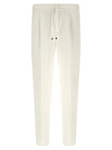 Pantalon décontracté en lin blanc Brunello Cucinelli