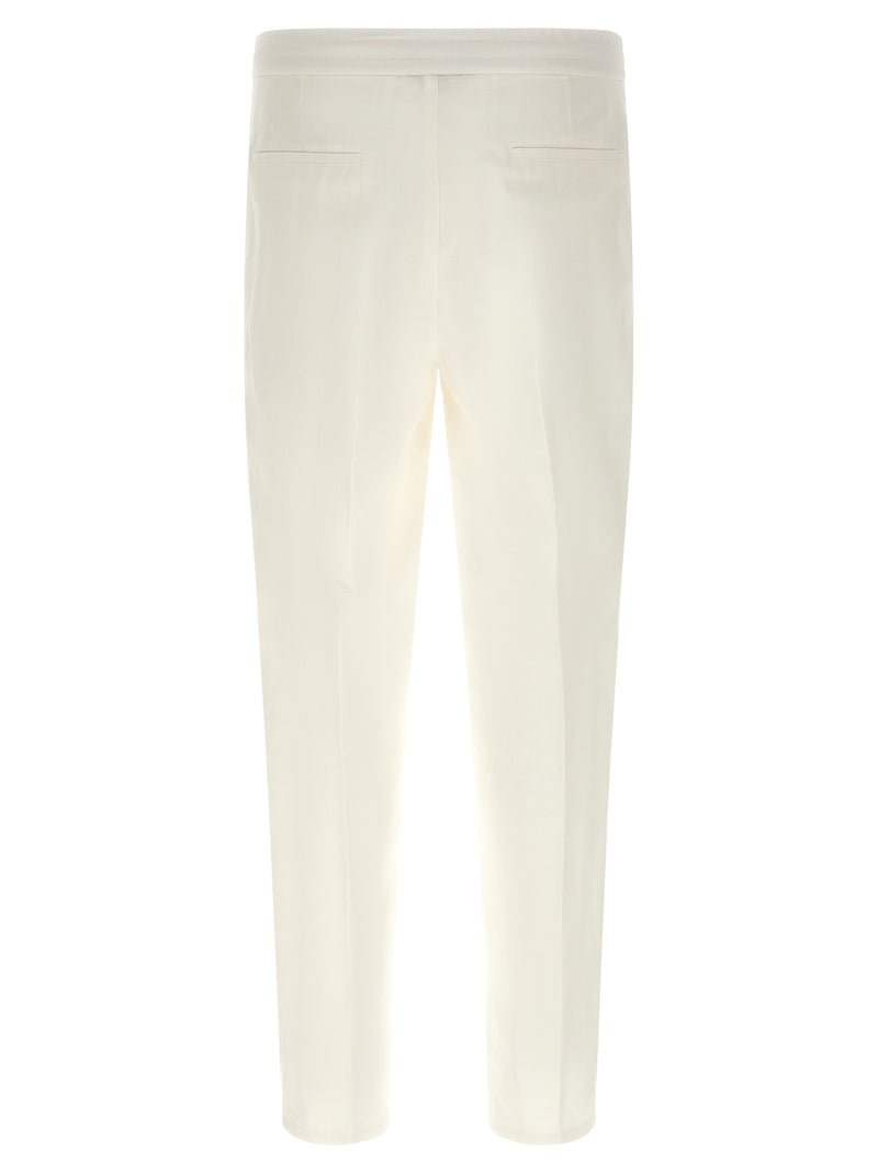 Pantalon décontracté en lin blanc Brunello Cucinelli