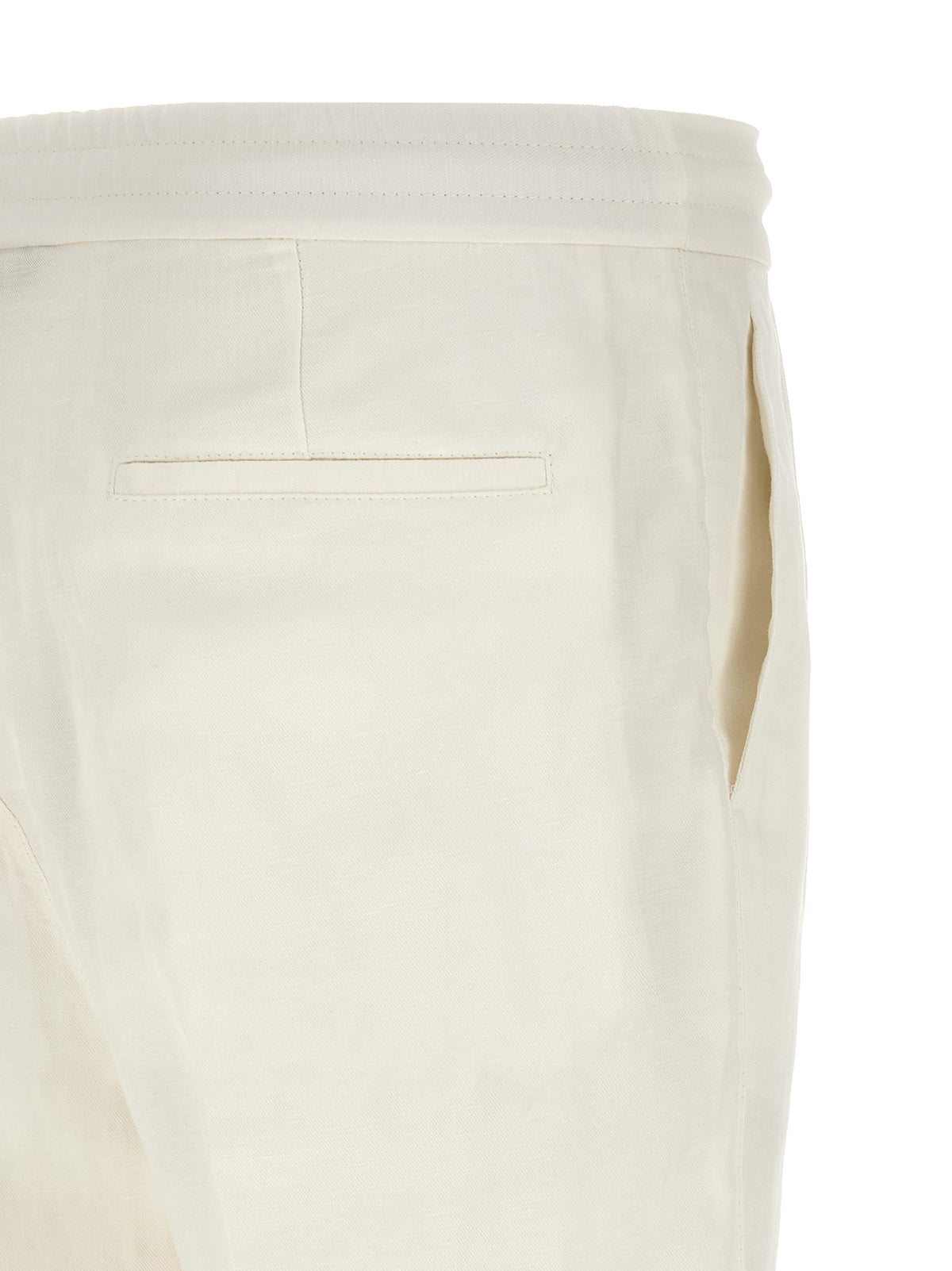 Pantalon décontracté en lin blanc Brunello Cucinelli