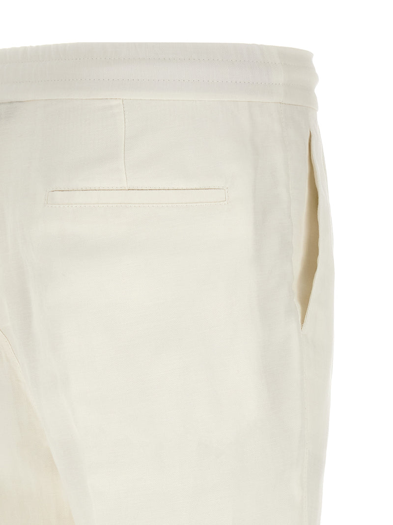 Pantalon décontracté en lin blanc Brunello Cucinelli