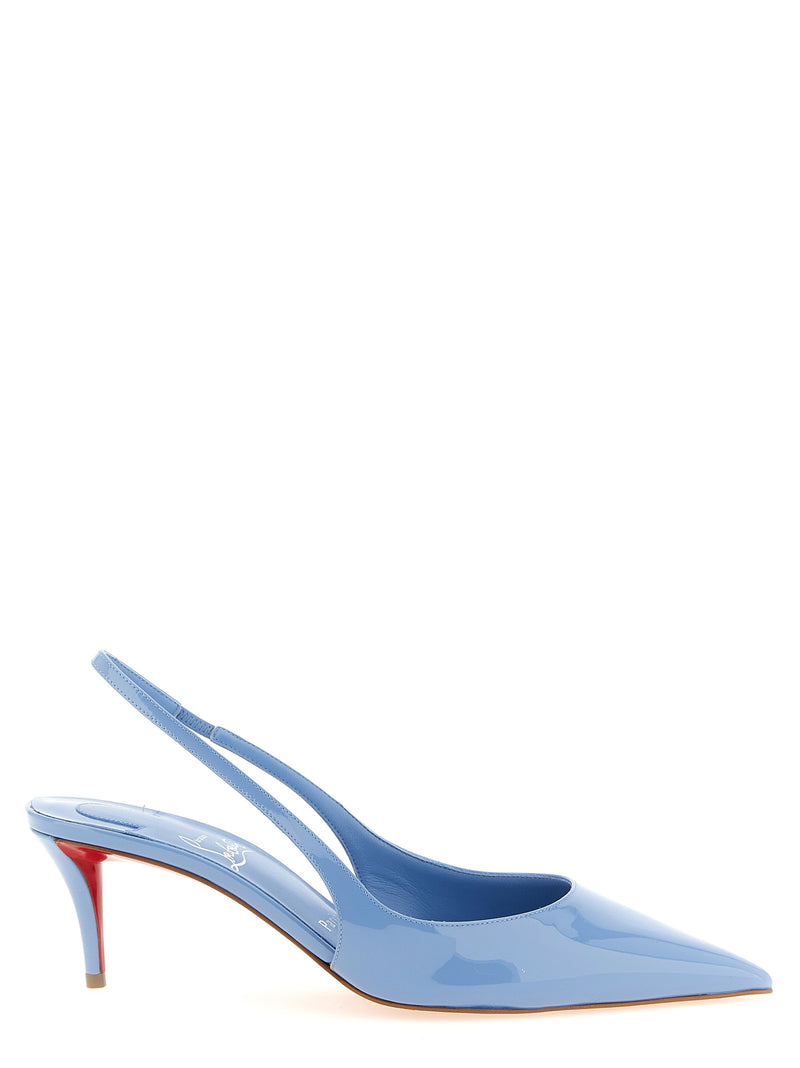 Escarpins à talon mi-haut Christian Louboutin en cuir de veau bleu