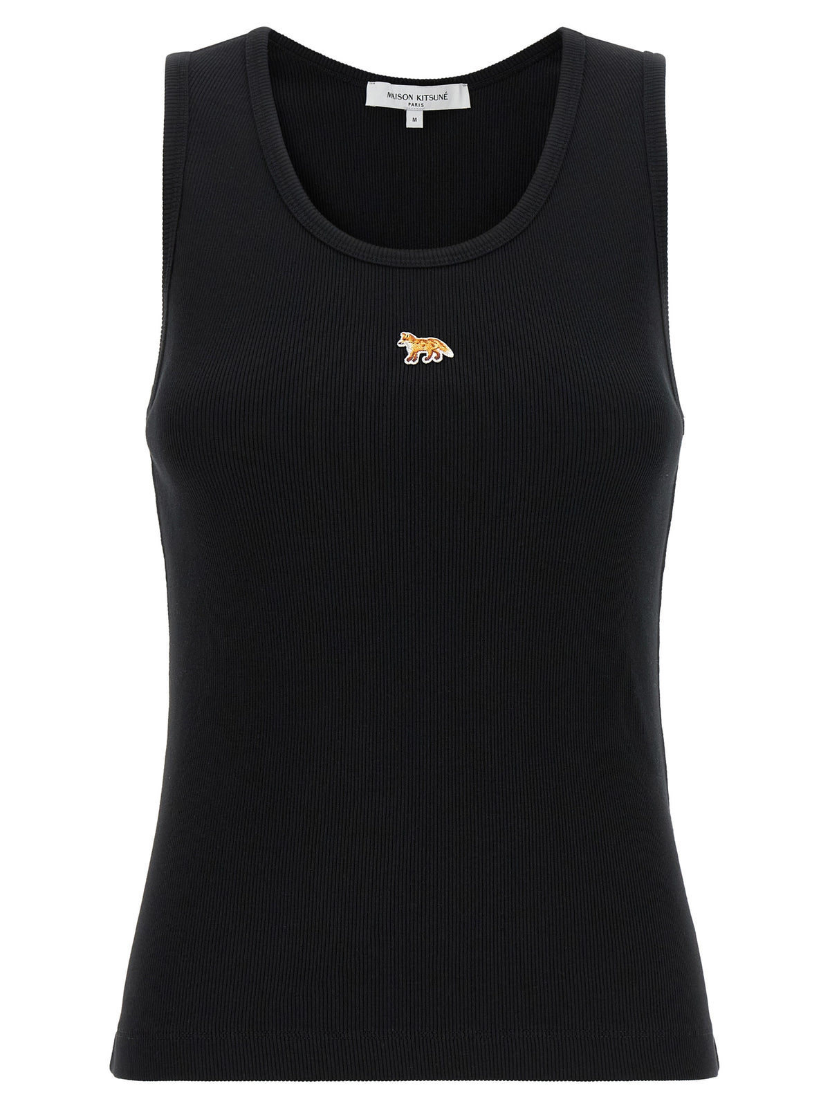 T-shirt sans manches en coton noir Maison Kitsuné