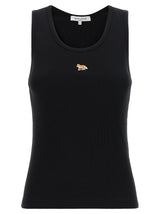 T-shirt sans manches en coton noir Maison Kitsuné