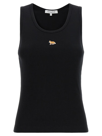 Maison Kitsuné Black Cotton Sleeveles T-Shirt