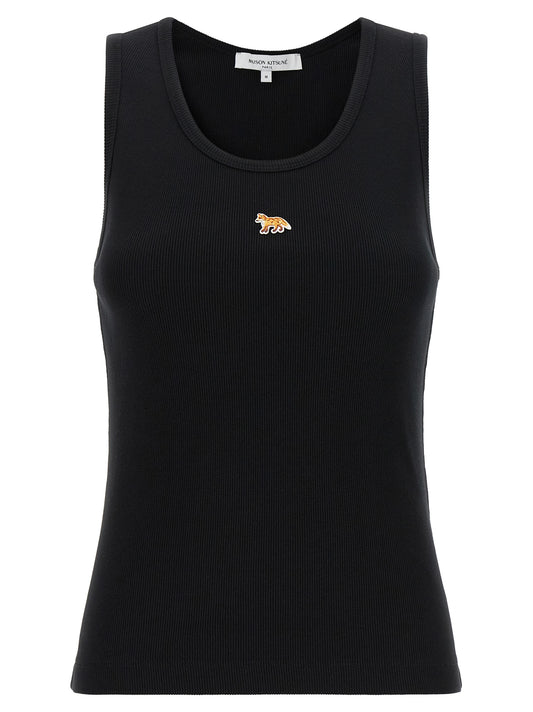 T-shirt sans manches en coton noir Maison Kitsuné
