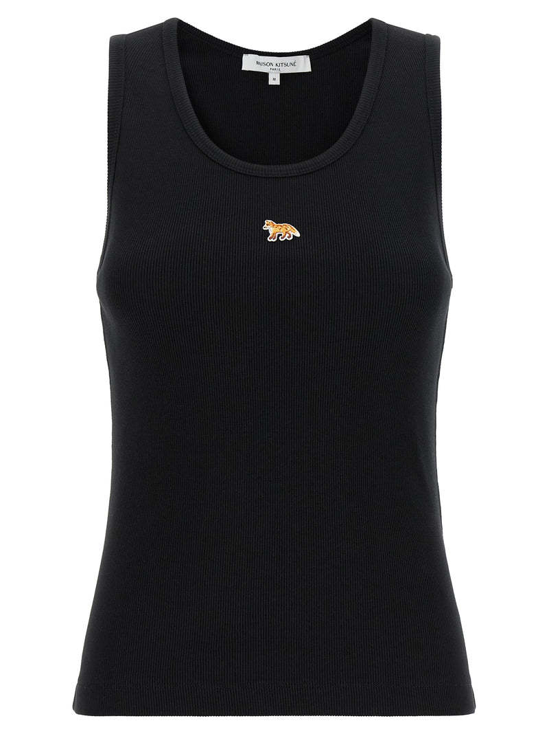 T-shirt sans manches en coton noir Maison Kitsuné
