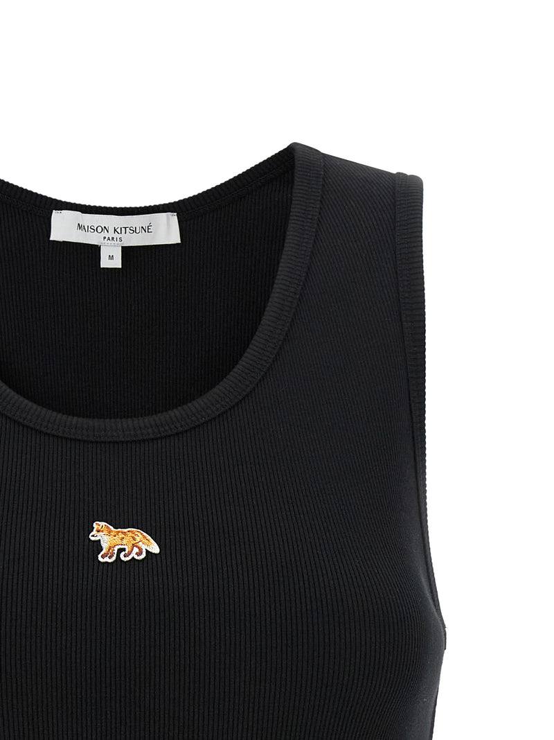 T-shirt sans manches en coton noir Maison Kitsuné