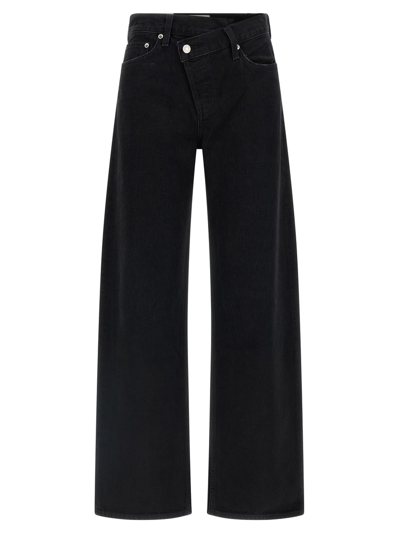 Agolde Black Cotton Relaxed Fit Jeans