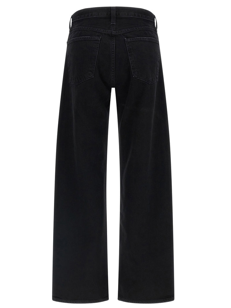 Agolde Black Cotton Relaxed Fit Jeans