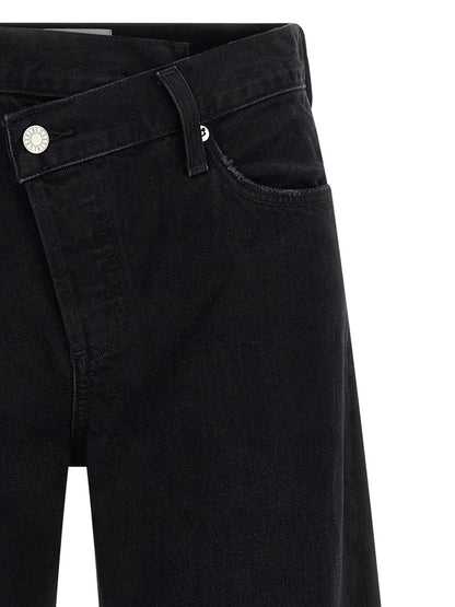 Agolde Black Cotton Relaxed Fit Jeans