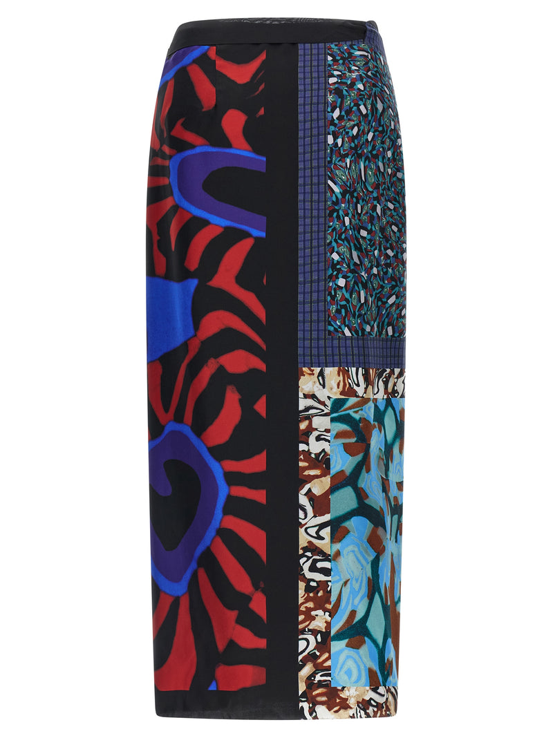 Jupe midi en soie multicolore Dries Van Noten
