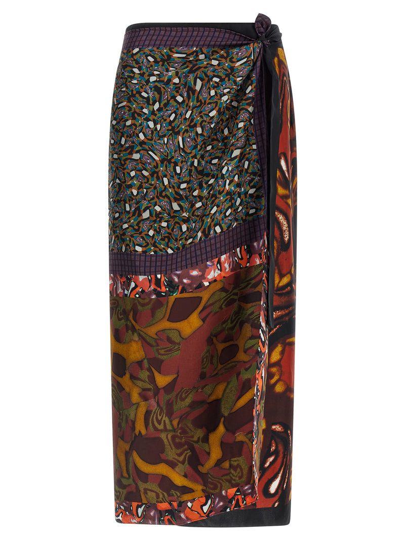 Jupe midi en soie multicolore Dries Van Noten