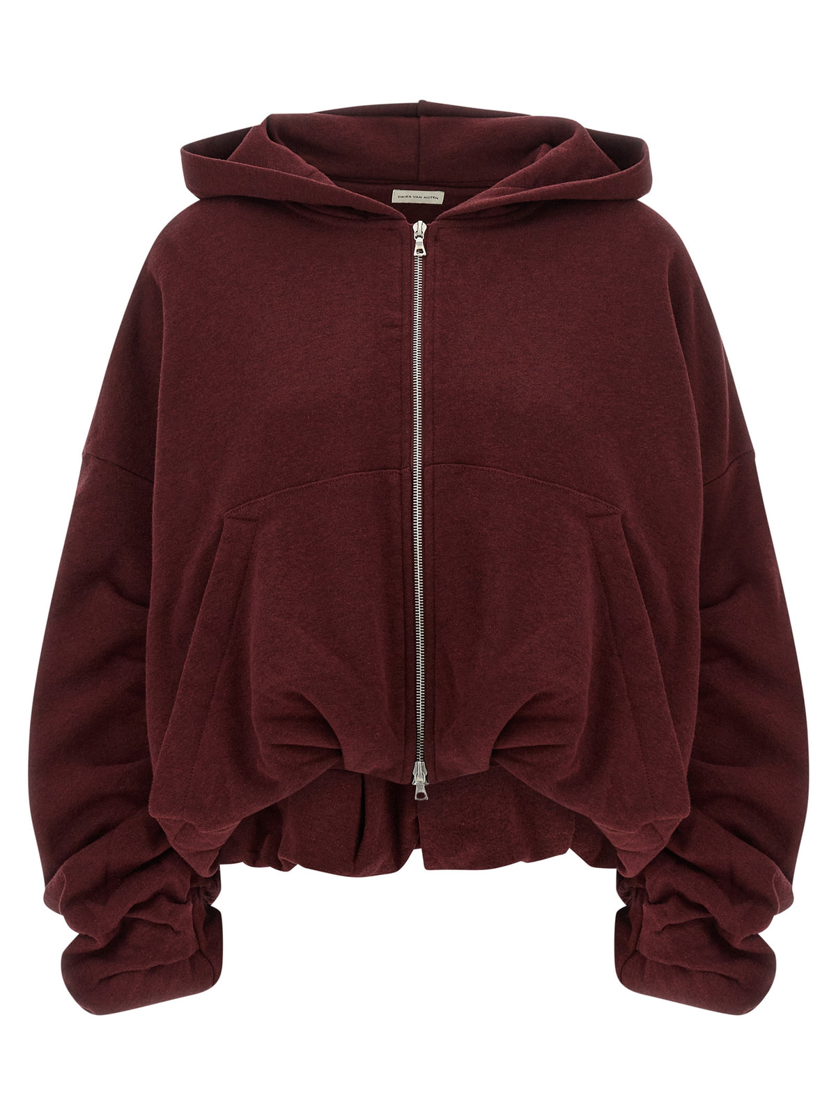 Sweat à capuche en coton bordeaux Dries Van Noten