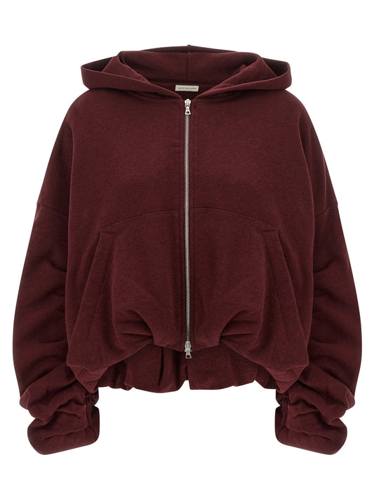 Sweat à capuche en coton bordeaux Dries Van Noten