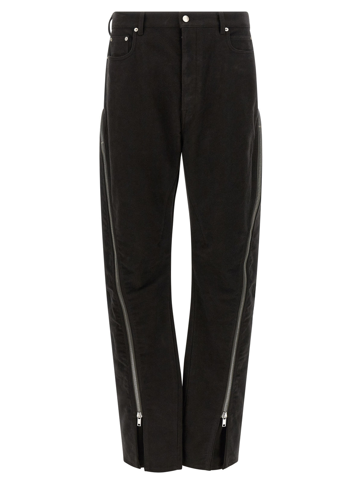 Pantalon évasé noir en coton Rick Owens
