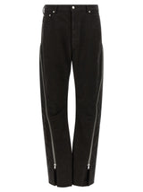 Pantalon évasé noir en coton Rick Owens