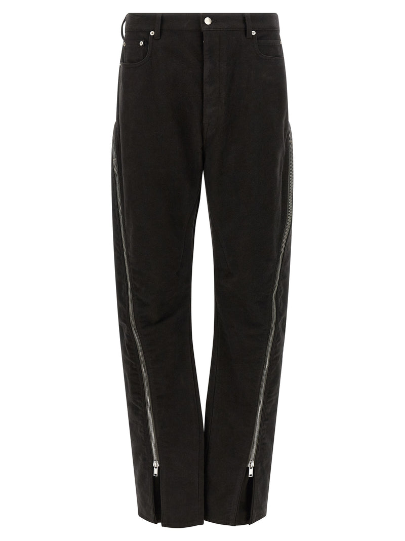 Pantalon évasé noir en coton Rick Owens