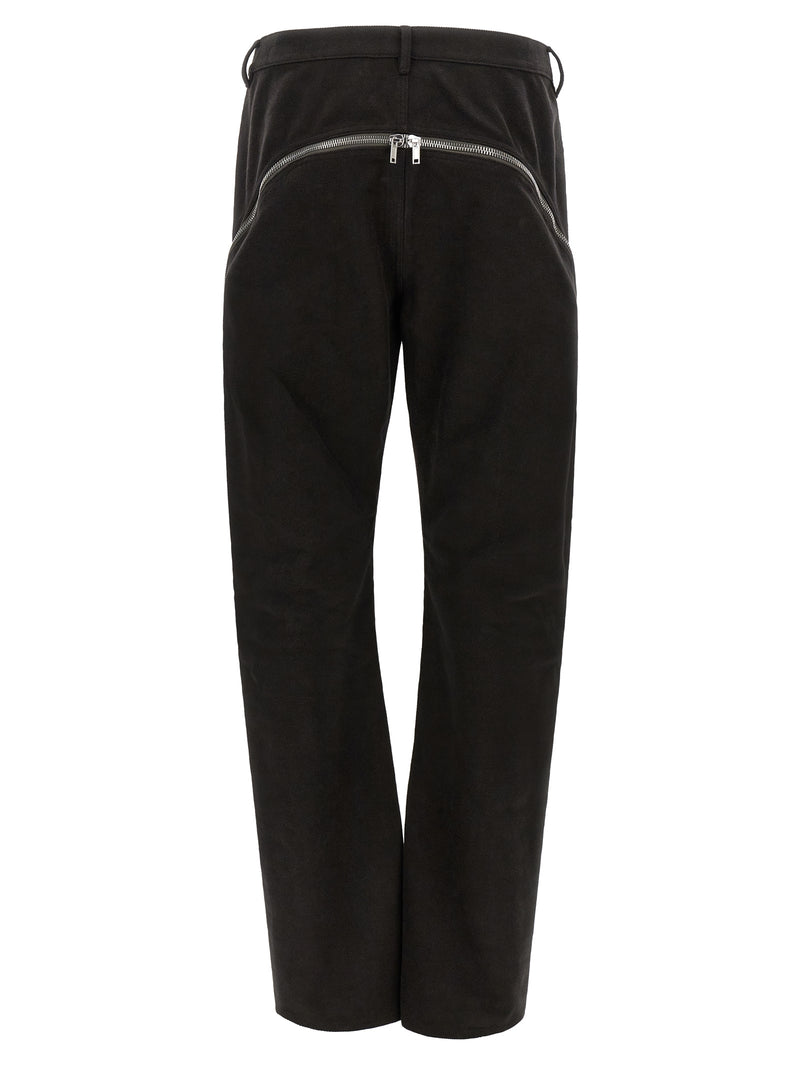 Pantalon évasé noir en coton Rick Owens