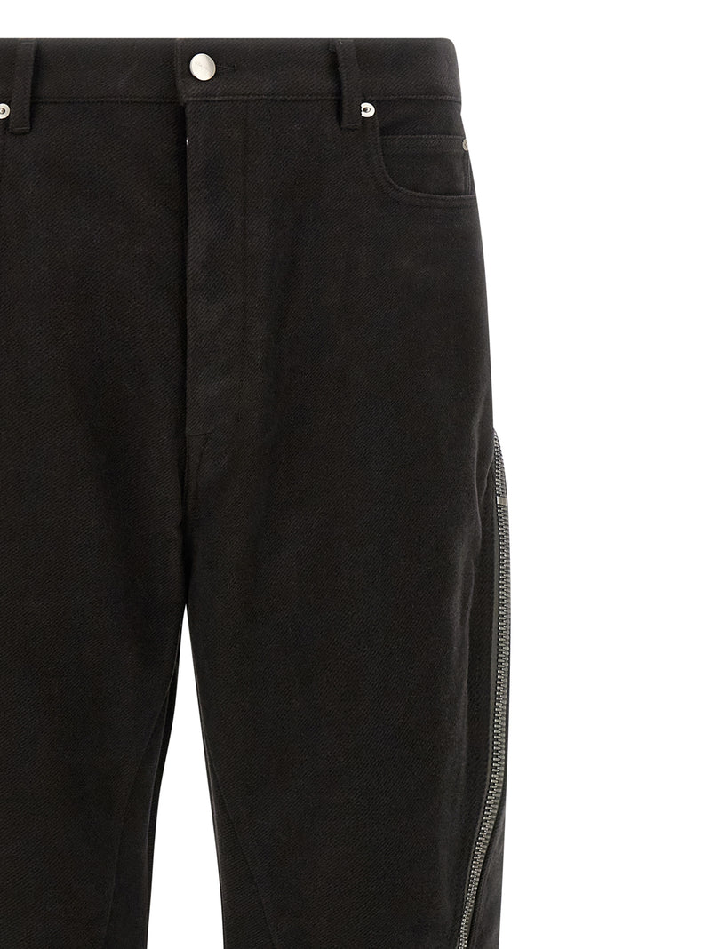 Pantalon évasé noir en coton Rick Owens