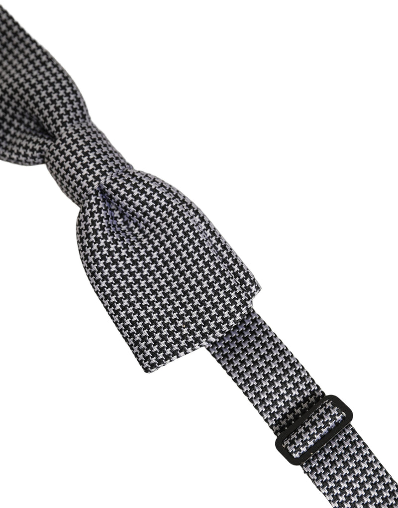 Nœud papillon réglable Dolce & Gabbana en pied-de-poule noir et blanc