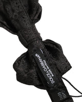 Dolce & Gabbana Men Black Paisley Silk Adjustable Neck Papillon Bow Tie