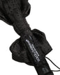Dolce & Gabbana Men Black Paisley Silk Adjustable Neck Papillon Bow Tie