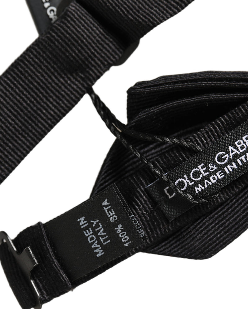 Dolce & Gabbana Men Black 100% Silk Adjustable Neck Papillon Bow Tie