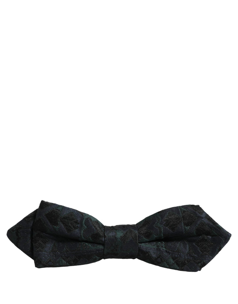Nœud papillon réglable Dolce & Gabbana pour homme, noir et vert, motif cachemire