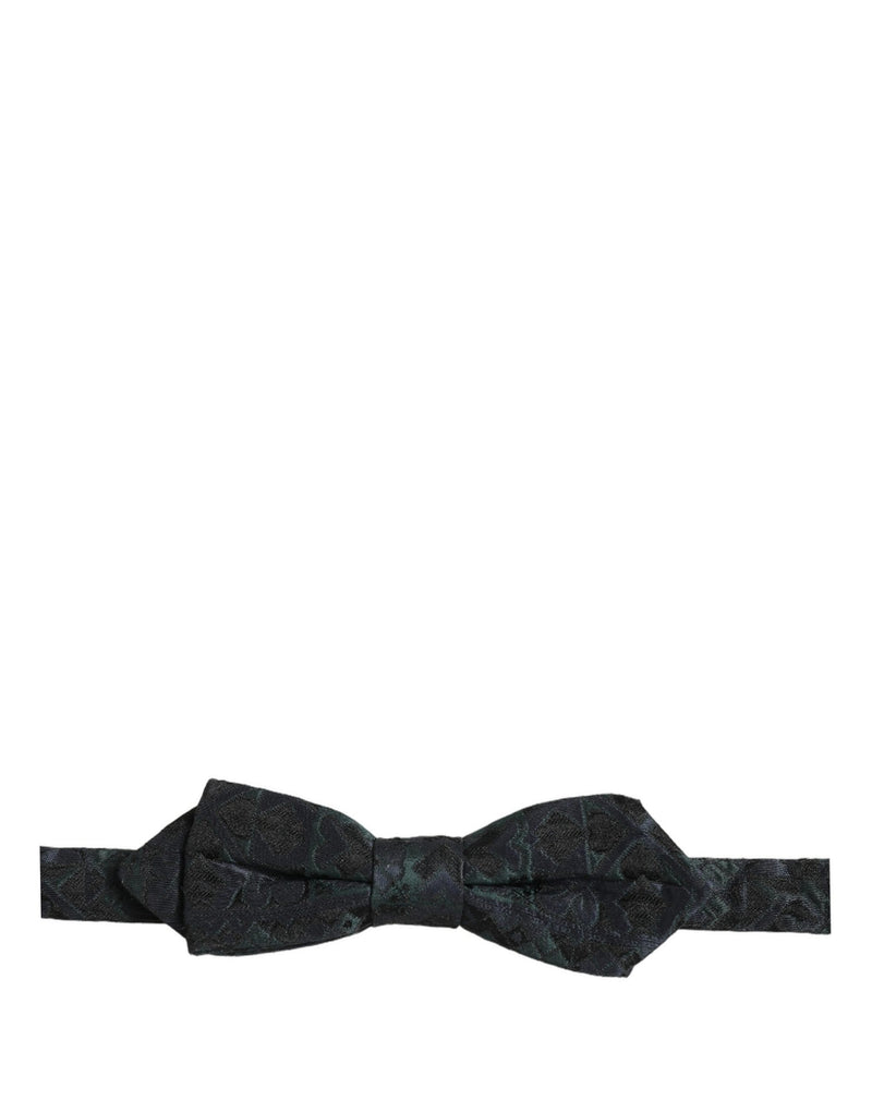 Nœud papillon réglable Dolce & Gabbana pour homme, noir et vert, motif cachemire